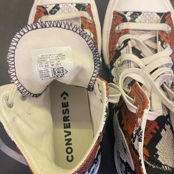 Converse Snake Print High-Top Sneakers - Orange, Black, White - Picture 5 of 5